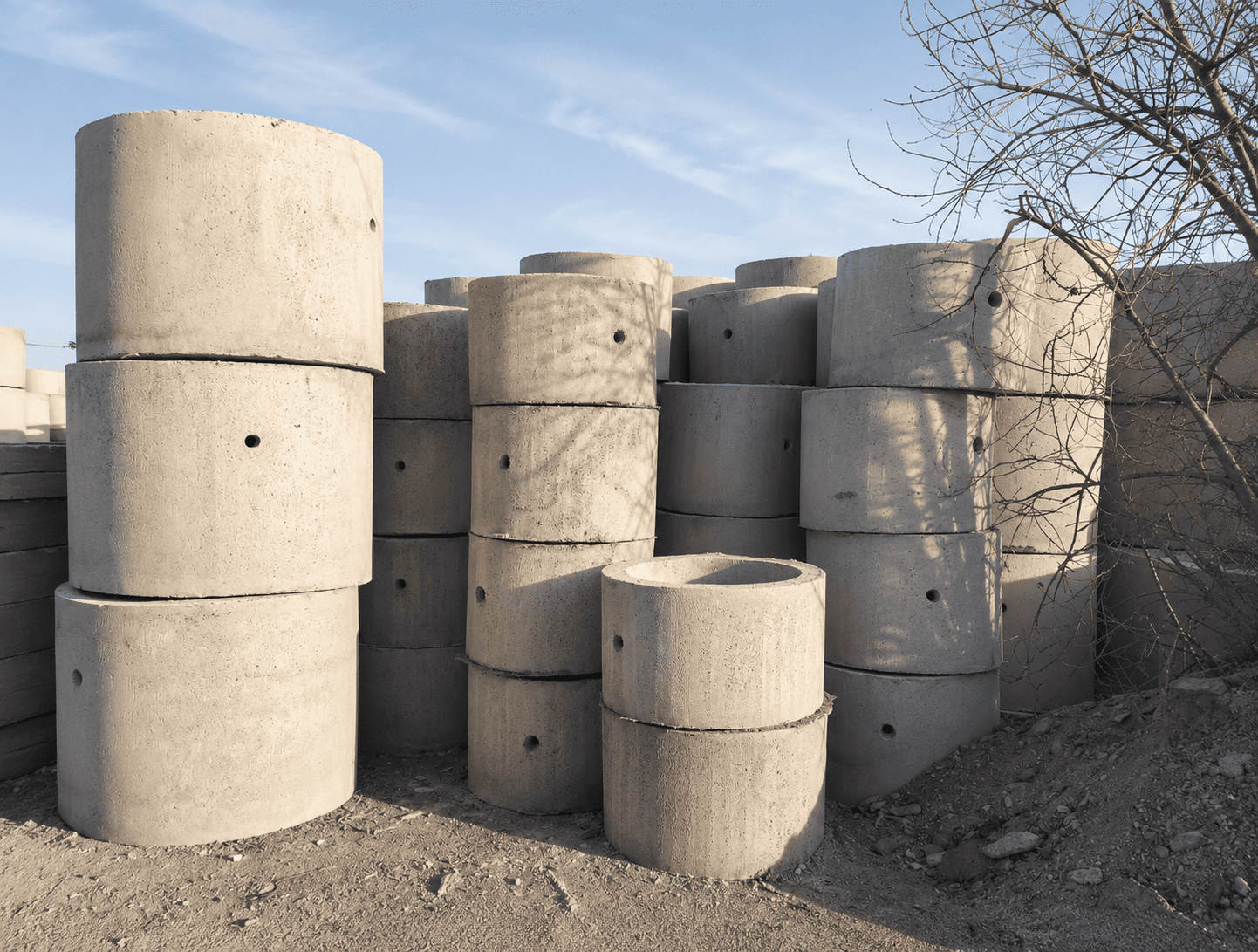 Бетонные кольца на производстве